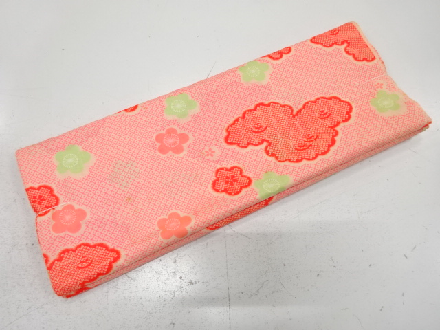 JAPANESE KIMONO / ANTIQUE BOLT FOR JUBAN / HITTA CLOUD & UME